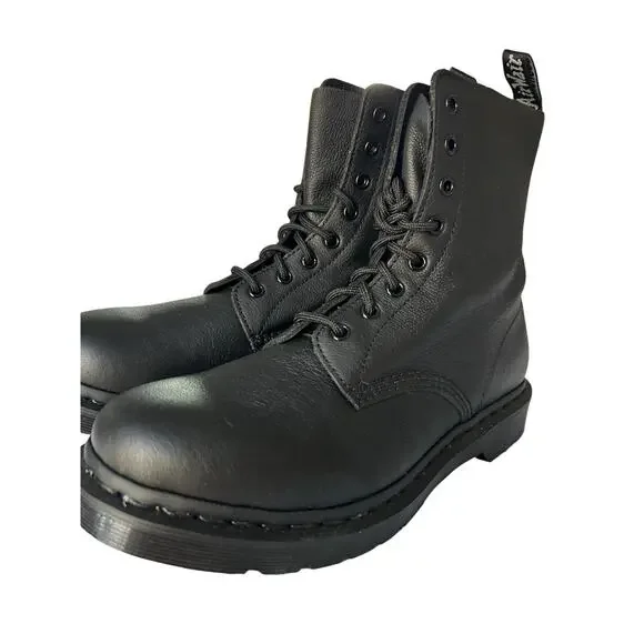 Dr. Martens 1460 Pascal Mono Black Leather Combat Boots Size 11 - Picture 3 of 7